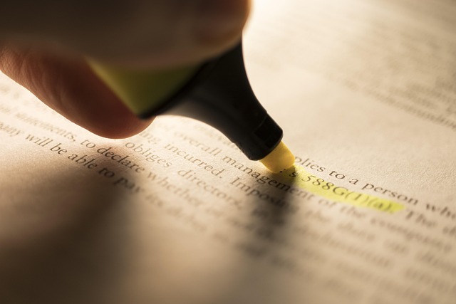 Ein Textmarker, der einen Gesetzestext highlightet.