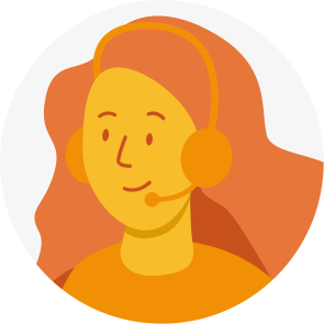 Eine grafische Darstellung einer Frau mit Headset in Orange Tönen