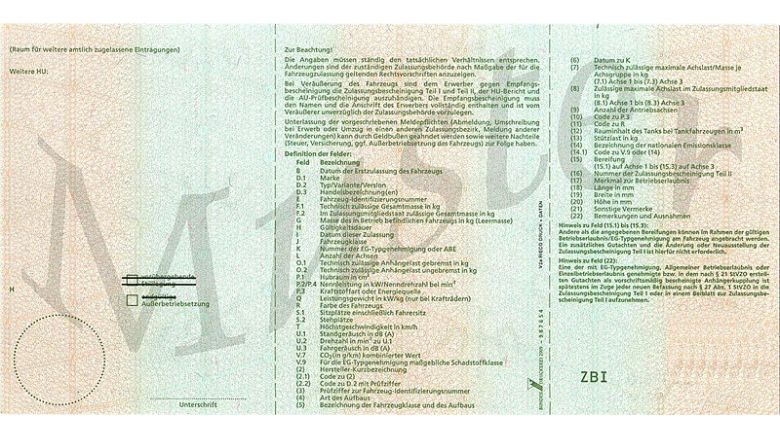 Musterbeispiel eines Fahrezugscheins