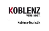 Logo Koblenz-Touristik und schwarzer Text "Koblenz verbindet" mit einem pinken K.