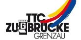 Logo TTC Zugbrücke Grenzau mit einem gelben, einem roten und einem blauen Balken.
