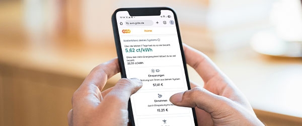 evm+ Energiepilot sichtbar auf einem Smartphone