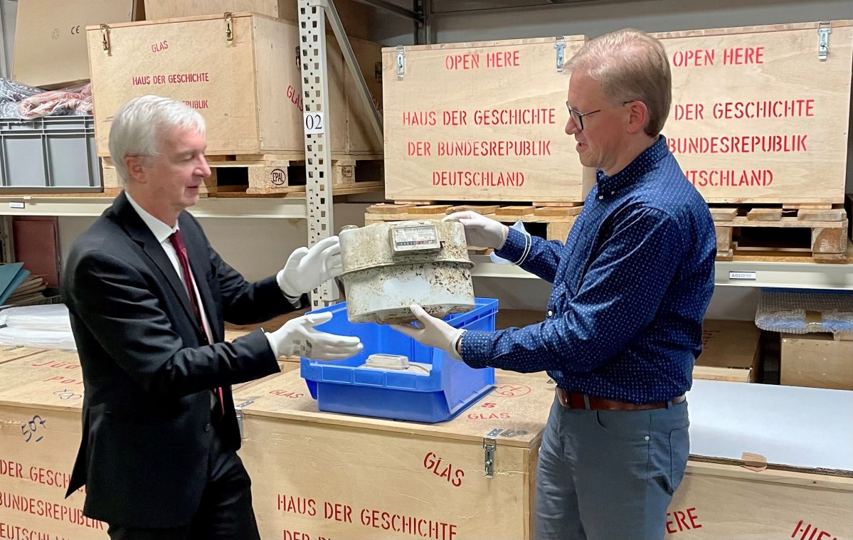 Gaszähler aus einem überfluteten Haus im Ahrtal