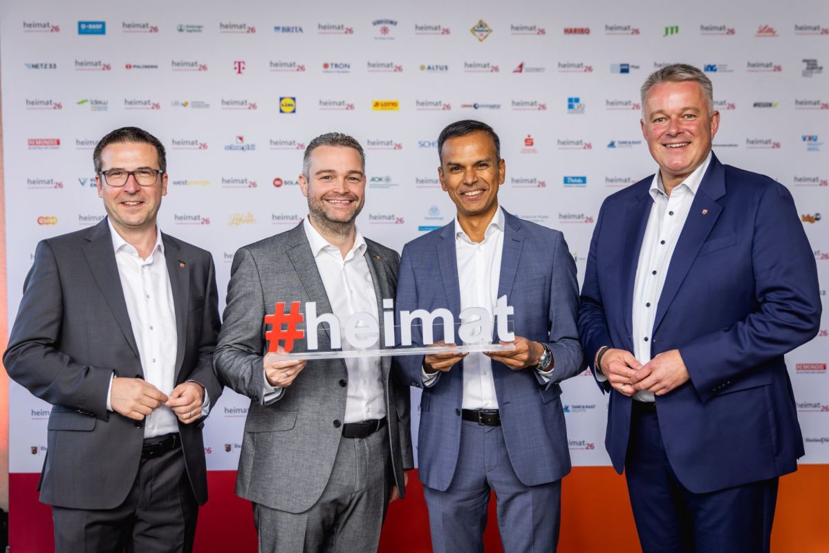 Sponsorenempfang Gute Stimmung beim Landesfest: (von links) Marcus Klein, Chef der Staatskanzlei, Torsten Welling, Bevollmächtigter des Landes beim Bund, evm-Vorstand Mithun Basu und Ministerpräsident Gordon Schnieder.