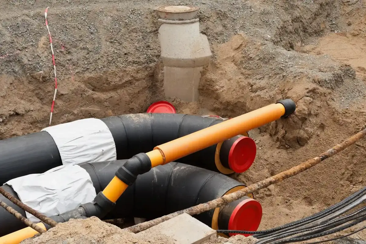 Fernwärmerohre werden verlegt