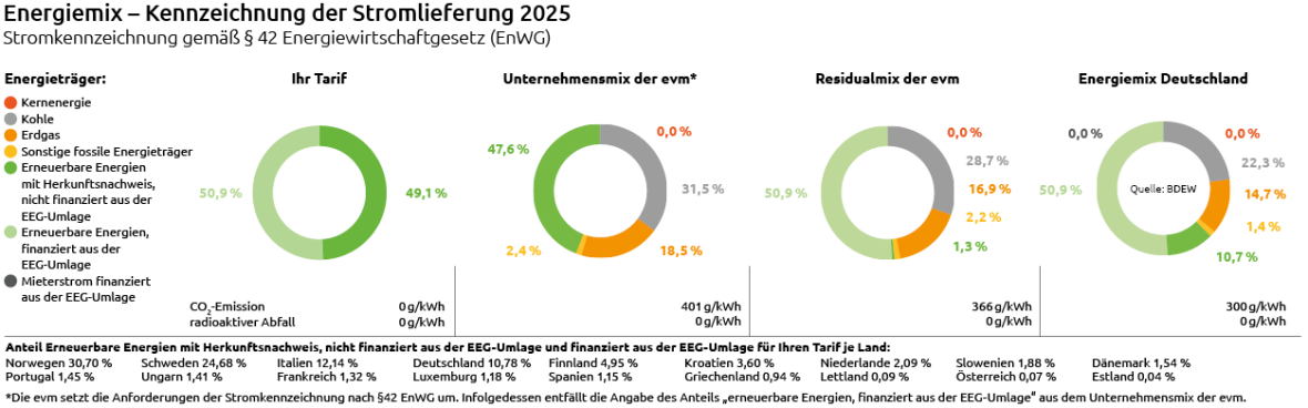 Stromkennzeichnung der evm 2023