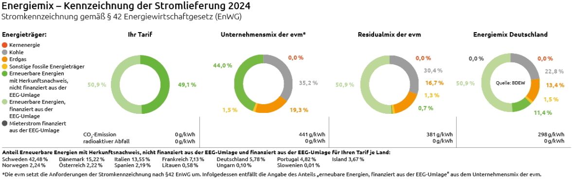 Stromkennzeichnung der evm 2023