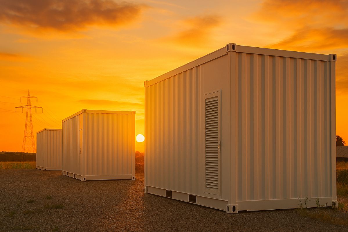 Großbatteriespeicher Sonnenuntergang