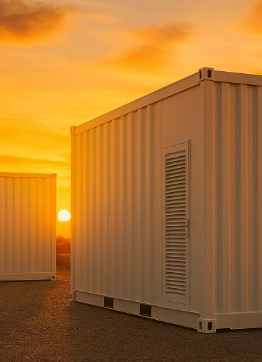 Großbatteriespeicher Sonnenuntergang