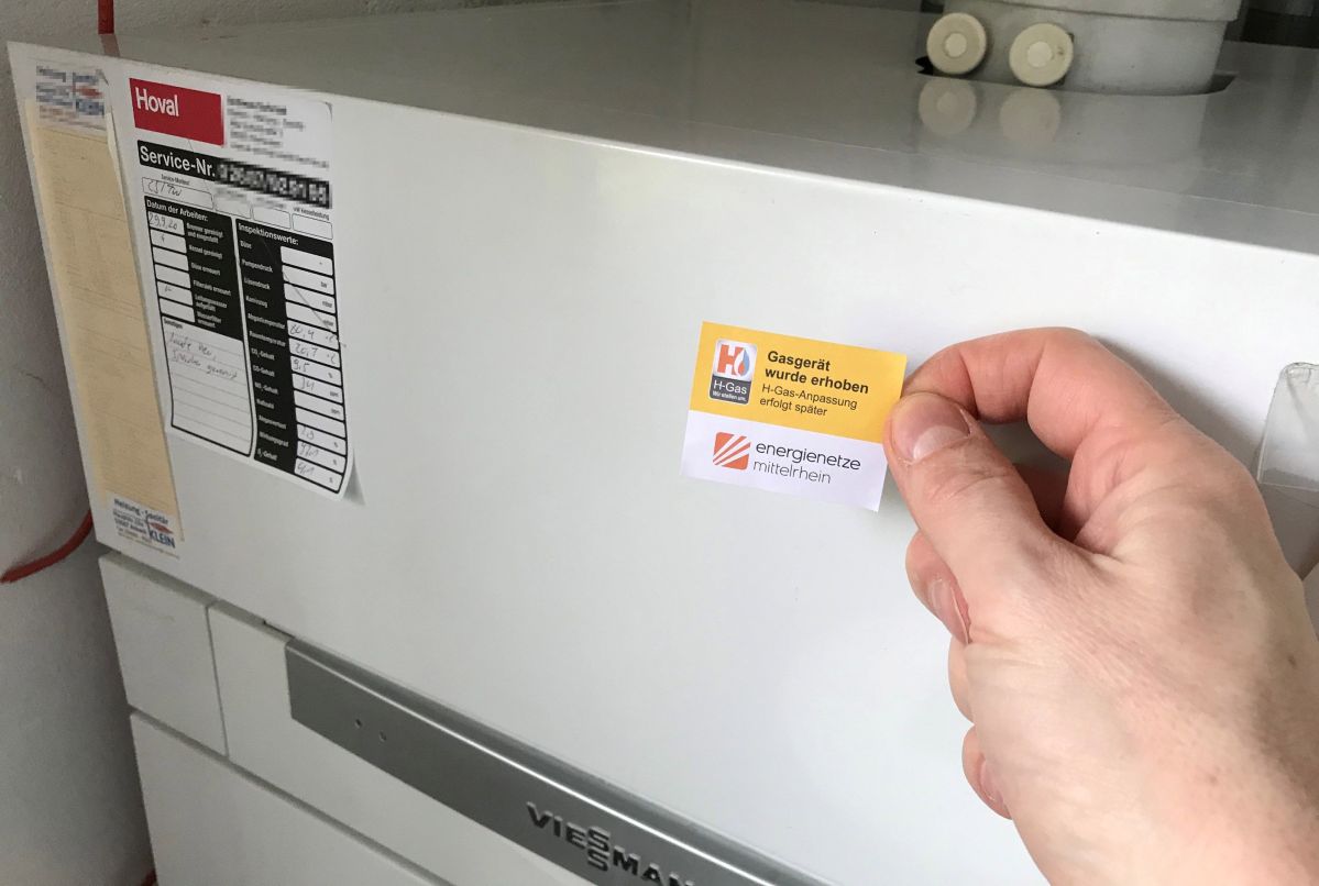 Aufkleber: Gasgerät wurde erhoben